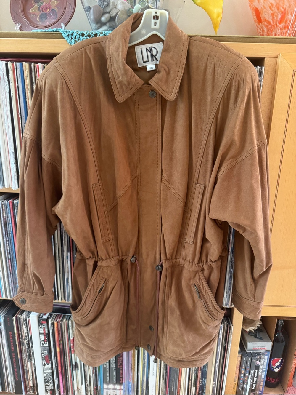 PRICE DROP: VTG 80s/90s,NW/OT LNR, M, ANORAK lined, RUST/COGNAC LEATHER 3/4 coat